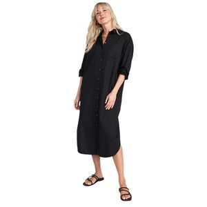 NWT Black Button-Down Midi Dress, Size XS Tall